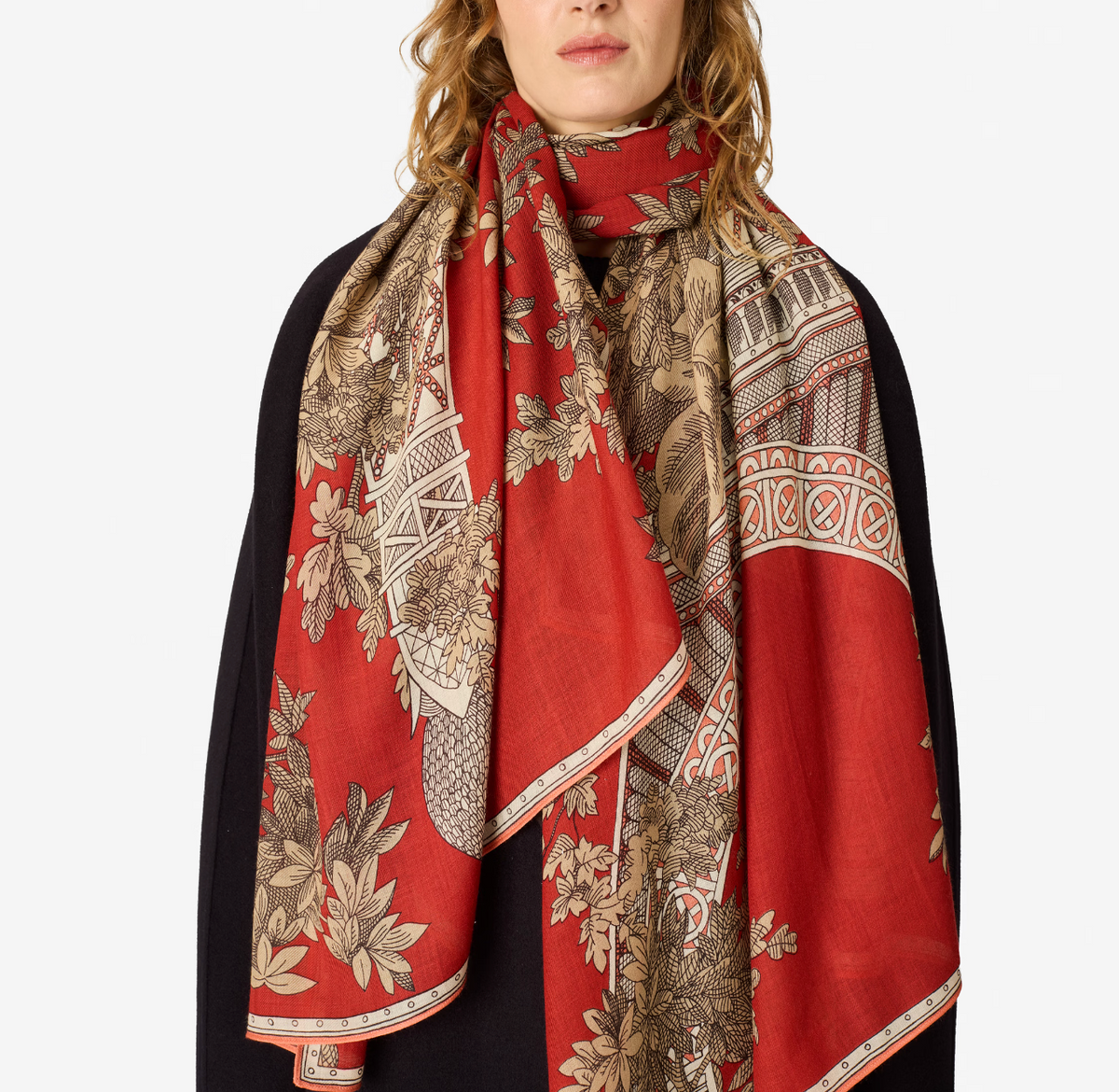 1889 Scarf in Terracotta-Scarves and Wraps-Inoui Editions-Terracotta-OS-Mercantile Portland