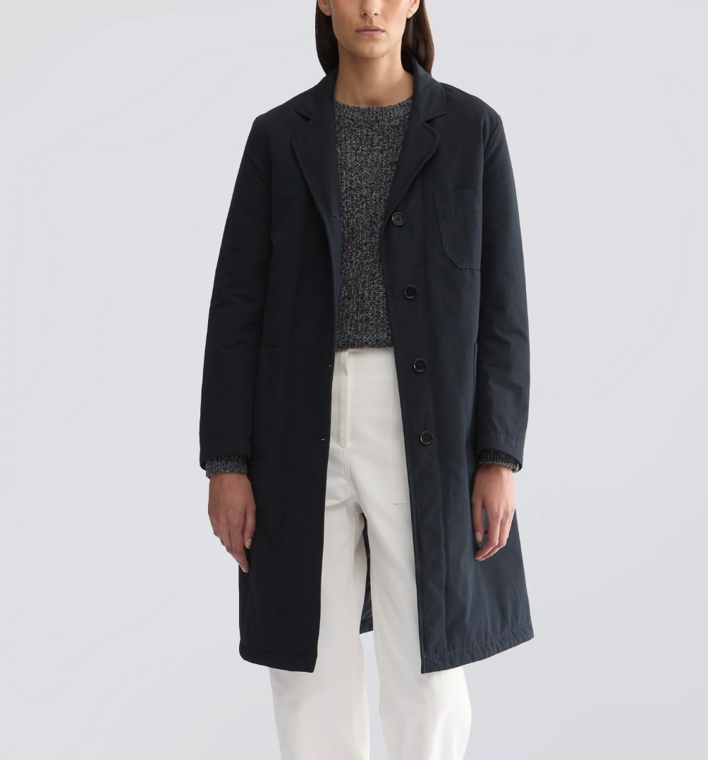 3/4 Length Canvas Coat-Outerwear-Aspesi-Navy-XS-Mercantile Portland