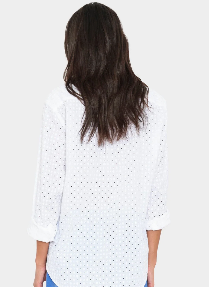Beau Embroidered Shirt Xirena White at Mercantile Portland back