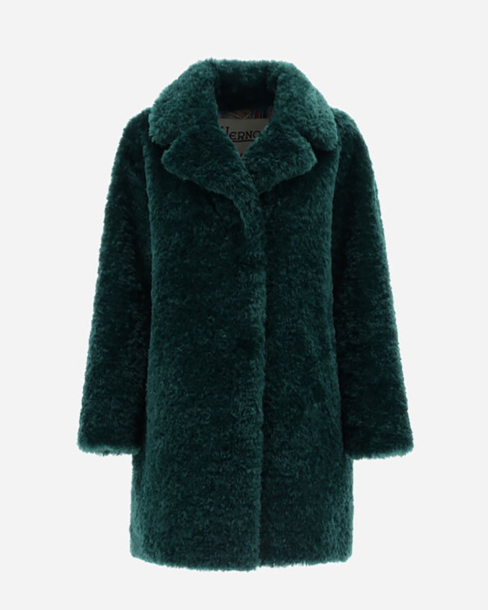 Coat in Curly Faux Fur
