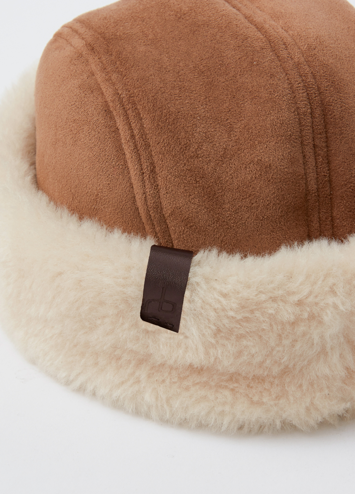 Elle Faux Shearling Cap Rag & Bone Natural Suede at Mercantile Portland close up