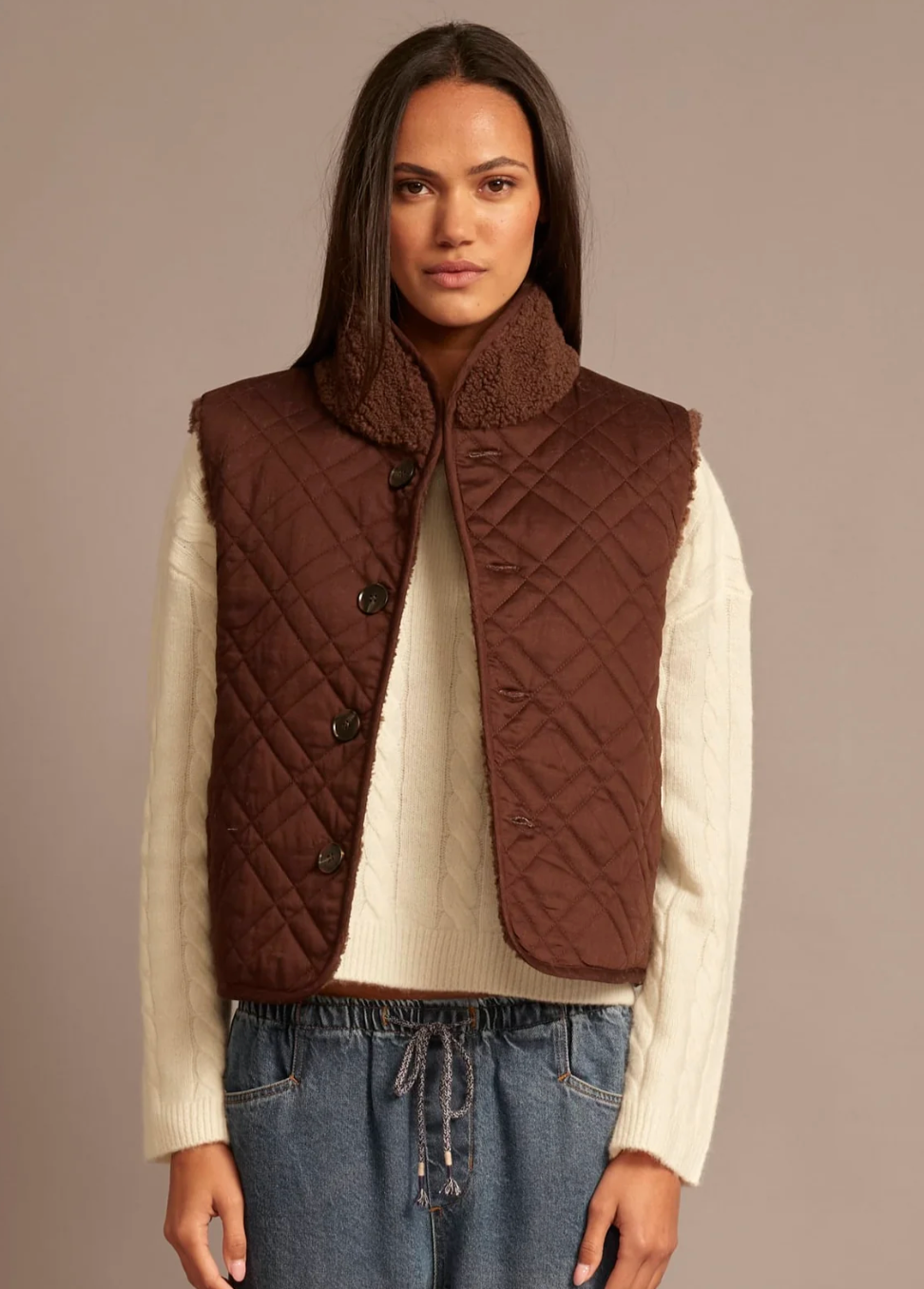 Kensi Vest Xirena Chocolate Brown at Mercantile Portland reversed