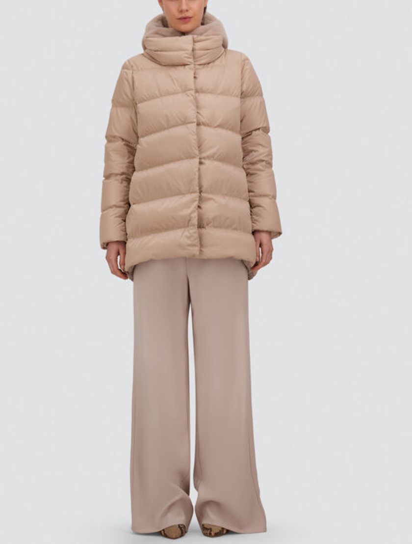 A-Line Satin Jacket with Removable Hood-Outerwear-Herno-Chantilly-36-Mercantile Portland