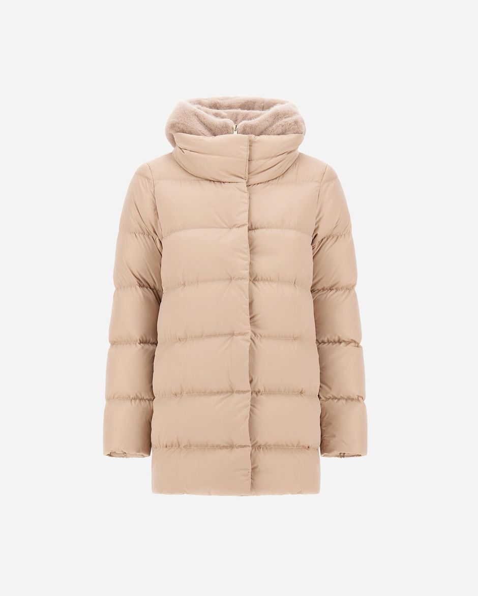 A-Line Satin Jacket with Removable Hood-Outerwear-Herno-Chantilly-36-Mercantile Portland