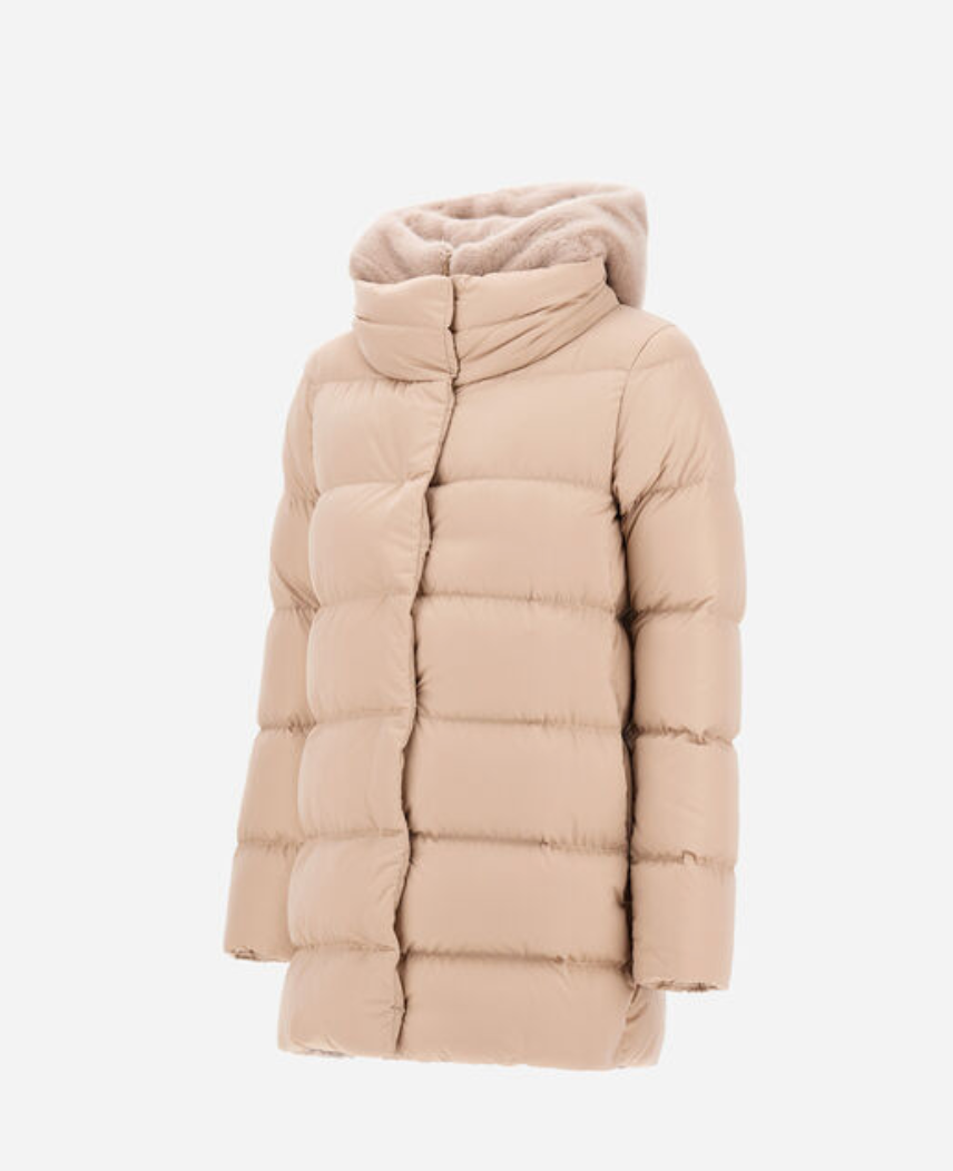 A-Line Satin Jacket with Removable Hood-Outerwear-Herno-Chantilly-36-Mercantile Portland