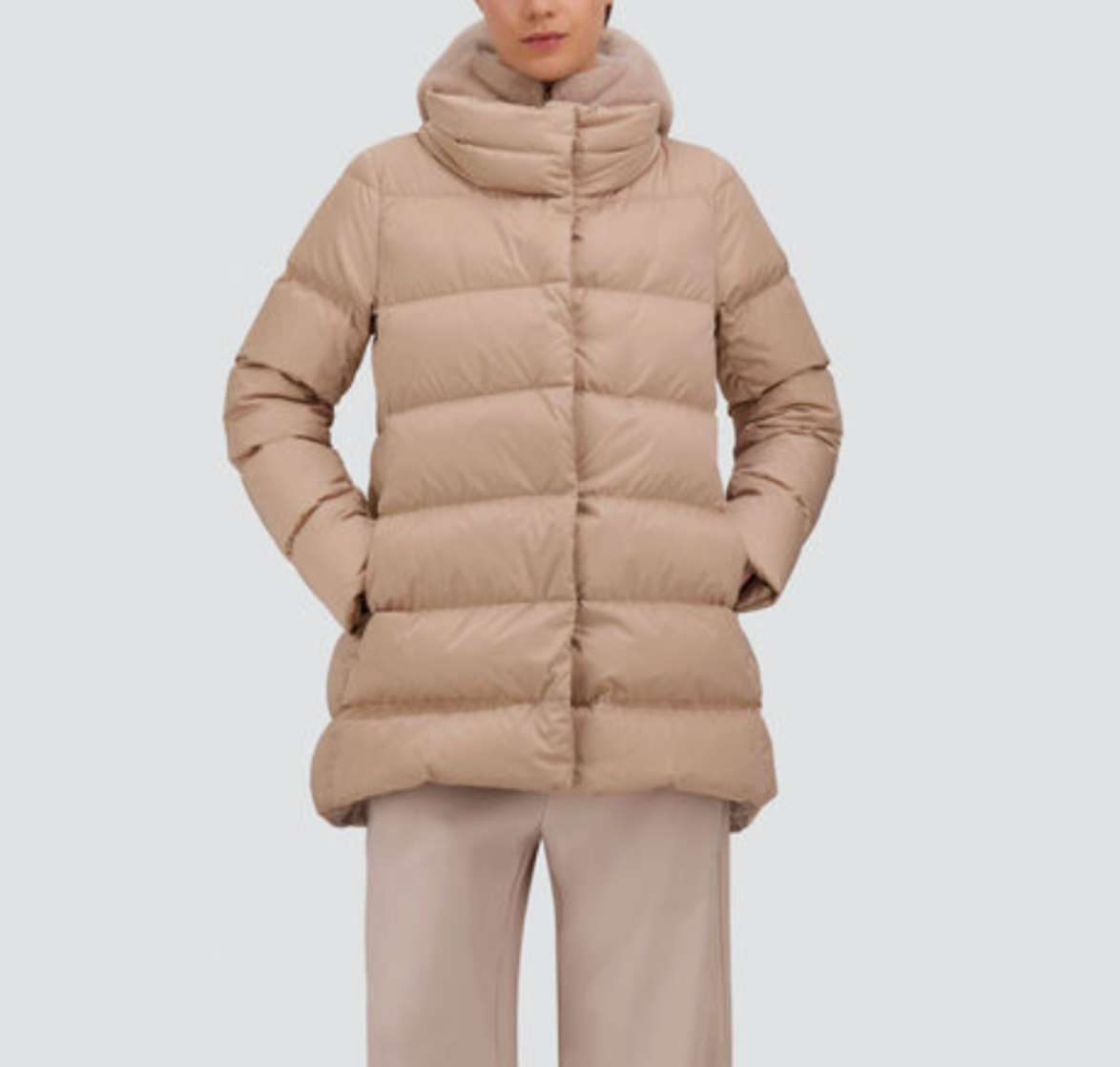 A-Line Satin Jacket with Removable Hood-Outerwear-Herno-Chantilly-36-Mercantile Portland