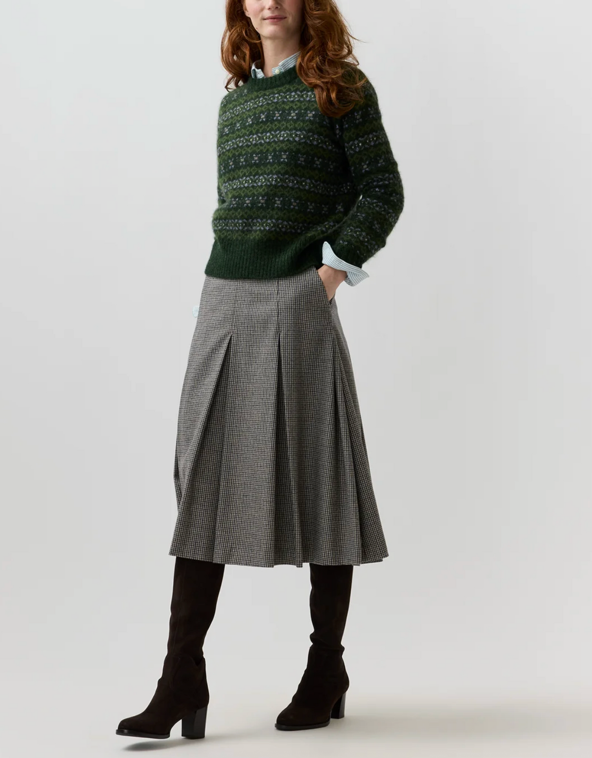 Alpine Fair Isle Sweater in Spruce-Sweaters-Mashburn-Spruce-XS-Mercantile Portland