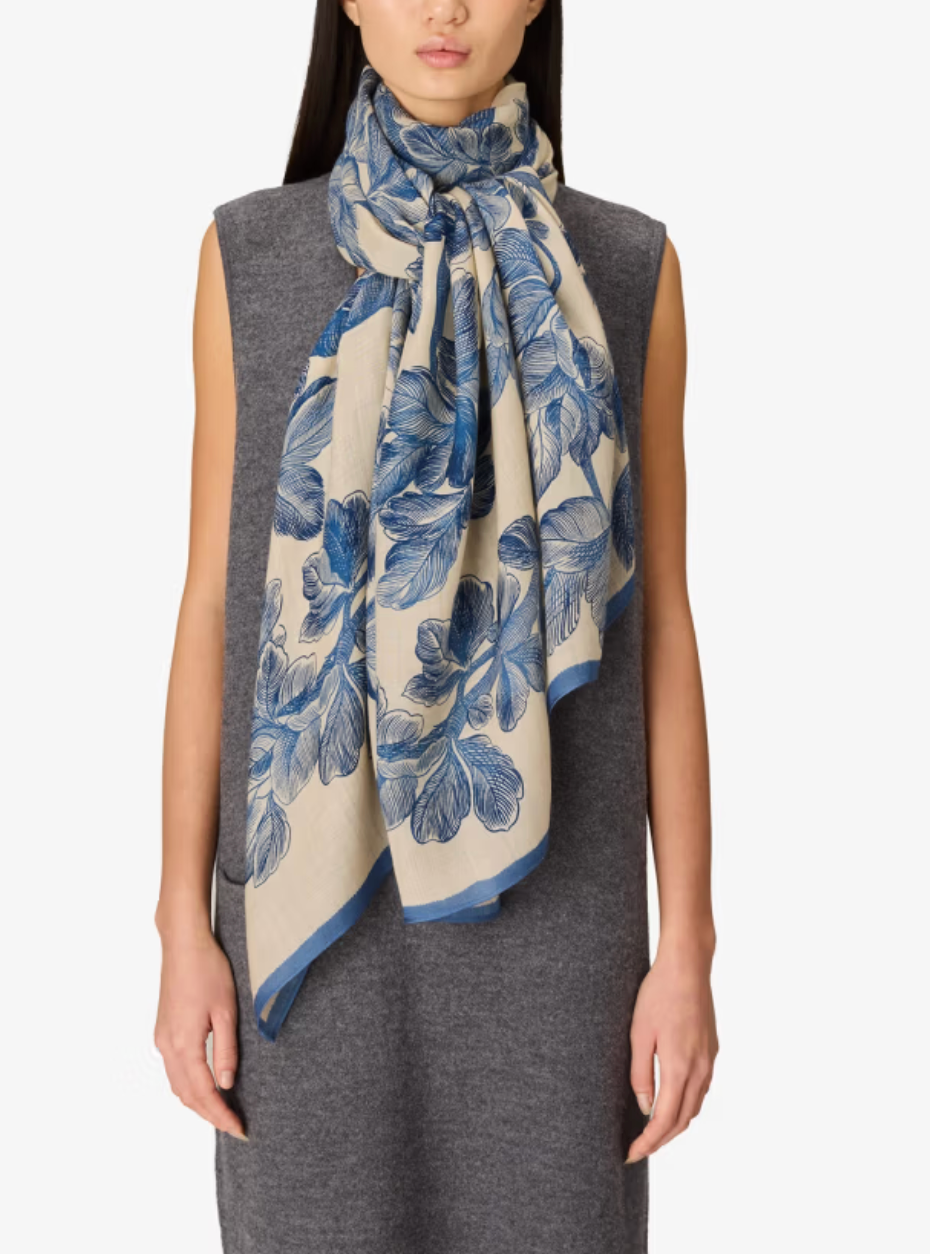 Arboris Scarf in Blue-Scarves and Wraps-Inoui Editions-Blue-OS-Mercantile Portland
