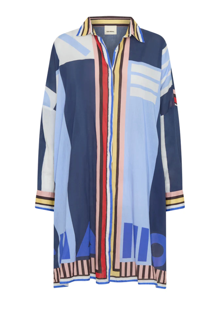 Artemis Shirt Dress-Dresses-Ilio Nema-Blue-S/M-Mercantile Portland