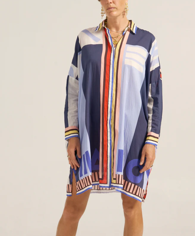 Artemis Shirt Dress-Dresses-Ilio Nema-Blue-S/M-Mercantile Portland