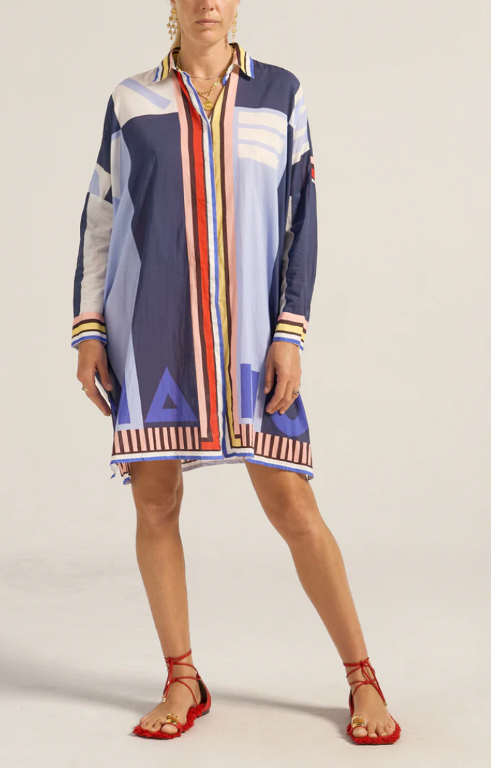 Artemis Shirt Dress-Dresses-Ilio Nema-Blue-S/M-Mercantile Portland