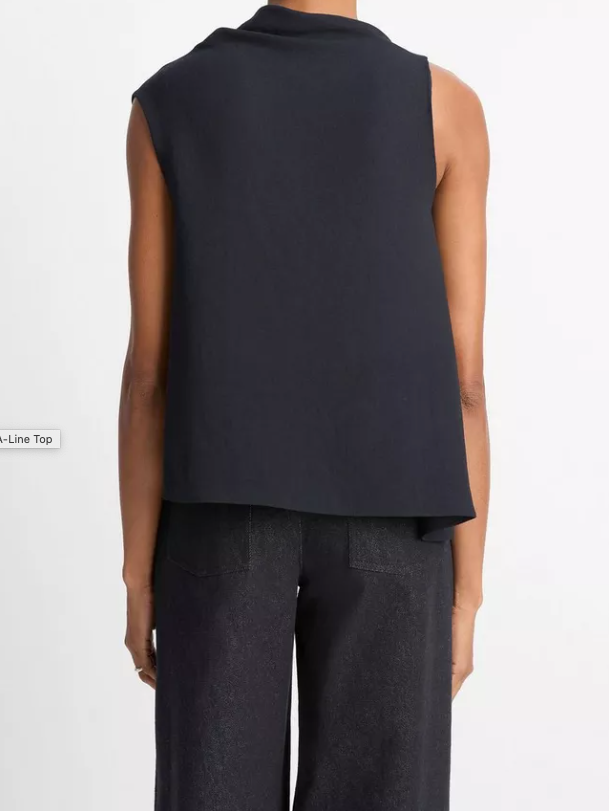 Asymmetrical Draped A-Line Top-Denim-Vince-Coastal Blue-XXS-Mercantile Portland