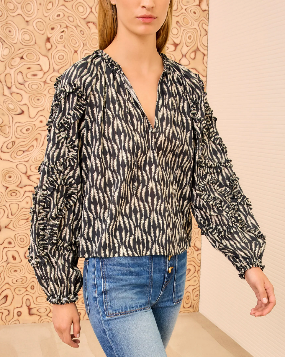 Azrou Cotton Blouse-Tops-Ulla Johnson-Graphite-00-Mercantile Portland