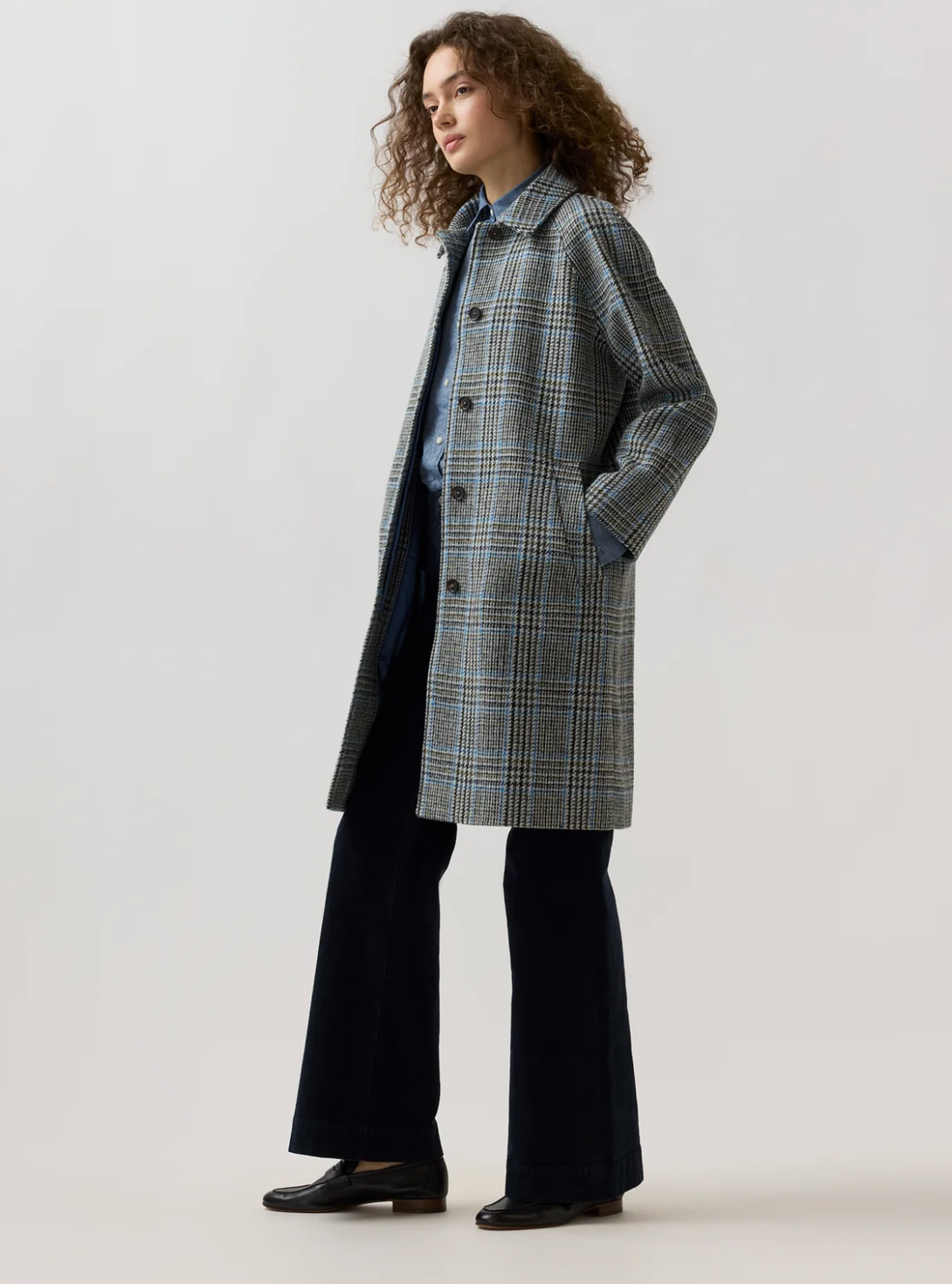 Balmacaan Coat in Grey Glen Plaid-Outerwear-Mashburn-Grey Sky-XS-Mercantile Portland