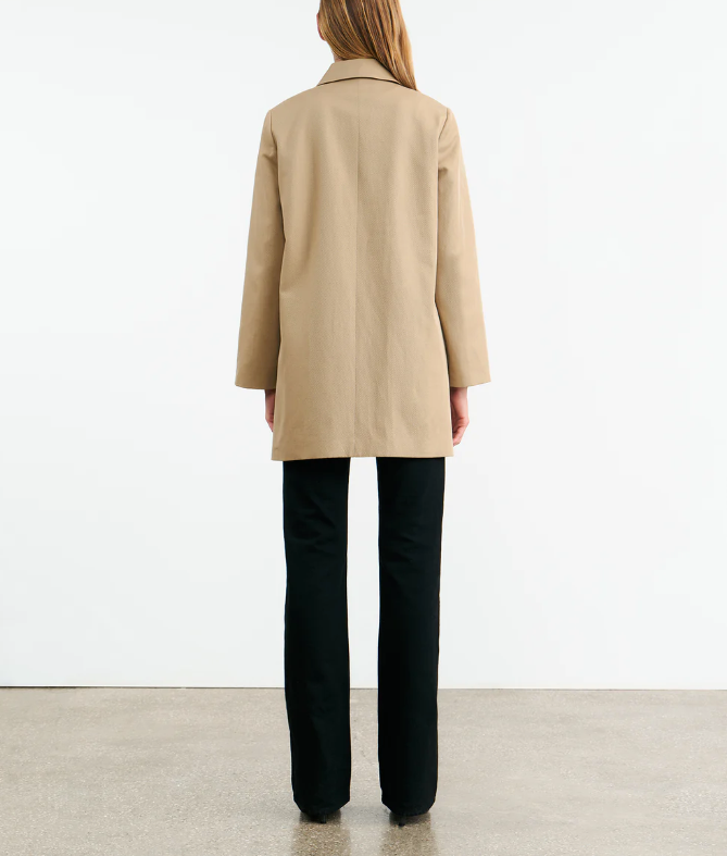 Balzac Short Duster Coat-Outerwear-Nili Lotan-Desert Khaki-XS-Mercantile Portland