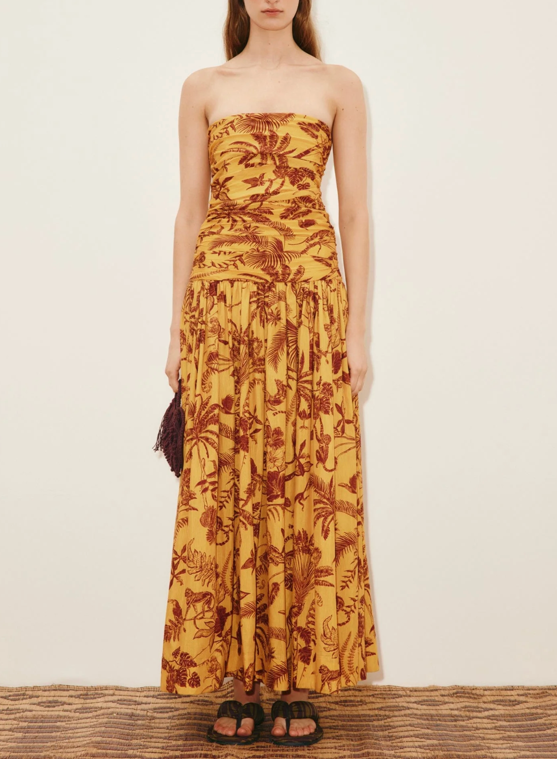 Banana Blossom Ruched Gown-Dresses-Alémais-Marigold-4-Mercantile Portland