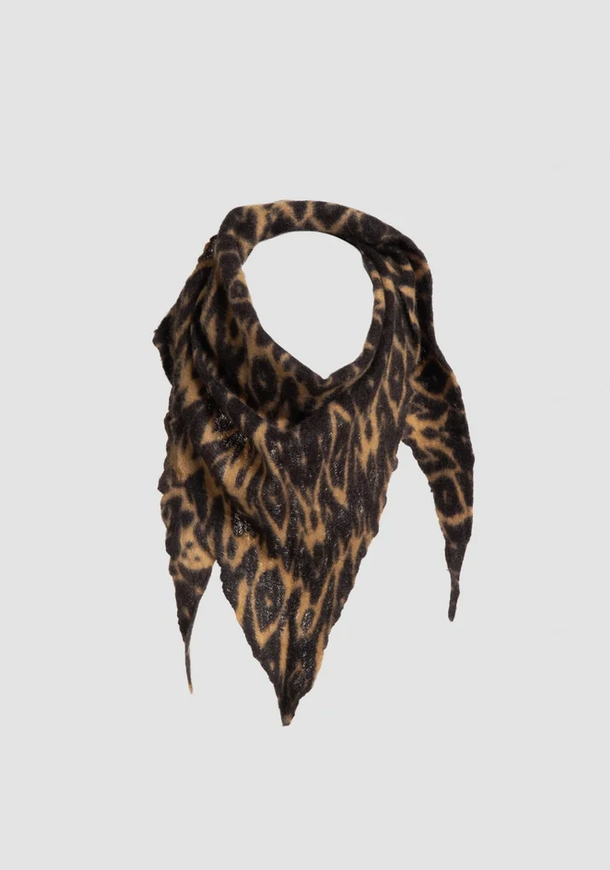 Bandana Open Knit Print Scarf in Dark Wood-Scarves and Wraps-Mirror in the Sky-Dark Wood-OS-Mercantile Portland