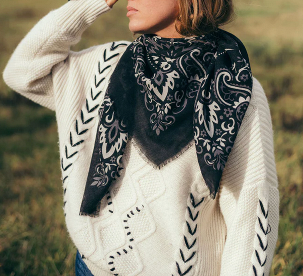 Bandana Scarf in Black-Scarves and Wraps-Maison Lecomte-Black-OS-Mercantile Portland