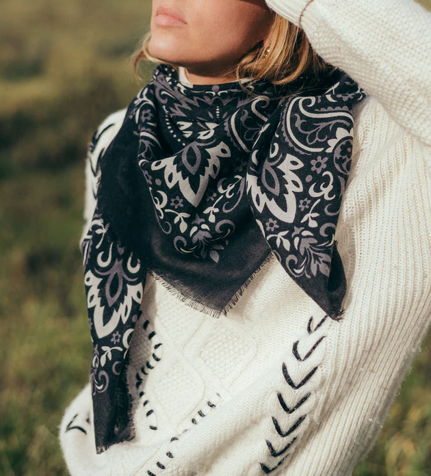 Bandana Scarf in Black-Scarves and Wraps-Maison Lecomte-Black-OS-Mercantile Portland