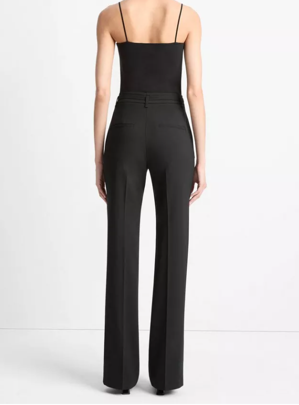 Belted High-Waist Slim Flare Trouser-Pants-Vince-Black-00-Mercantile Portland
