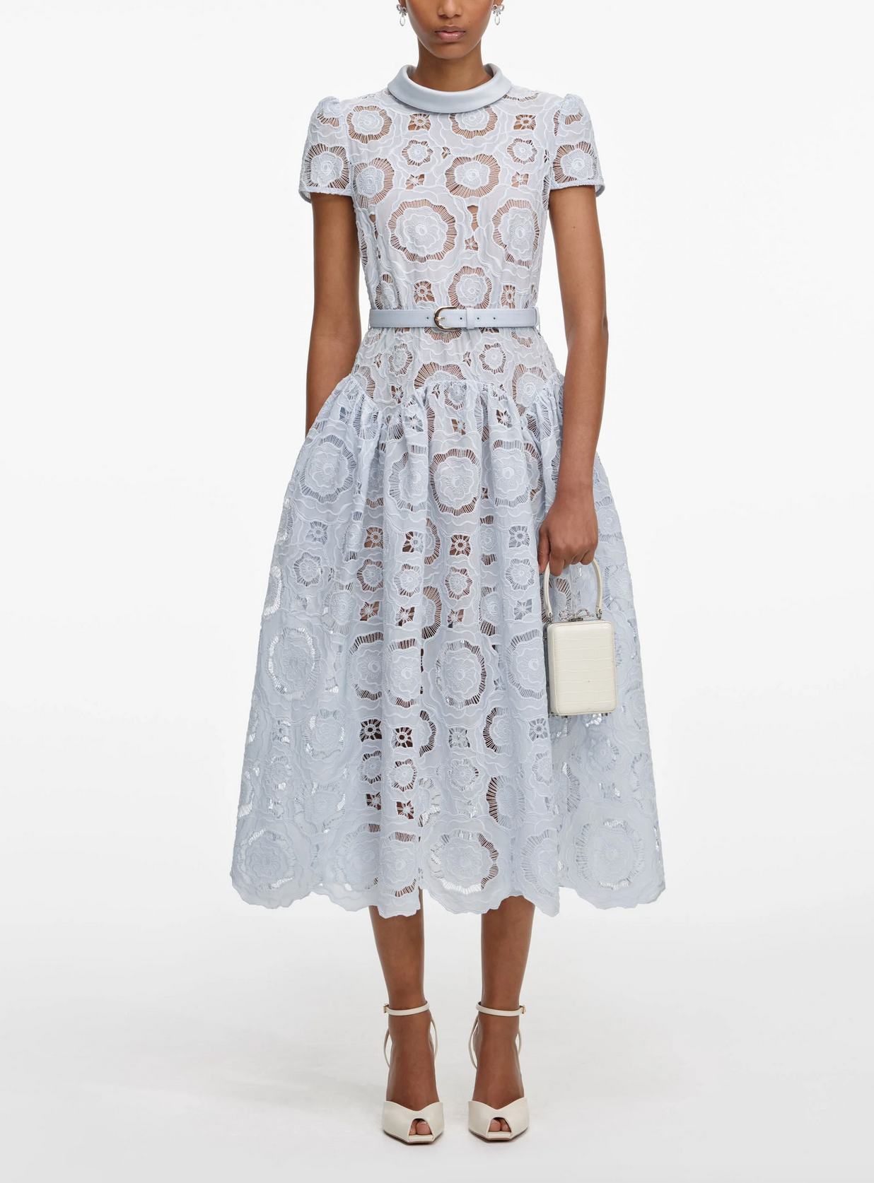 Blue Fine Lace Midi Dress-Dresses-Self Portrait-Blue Lace-0-Mercantile Portland