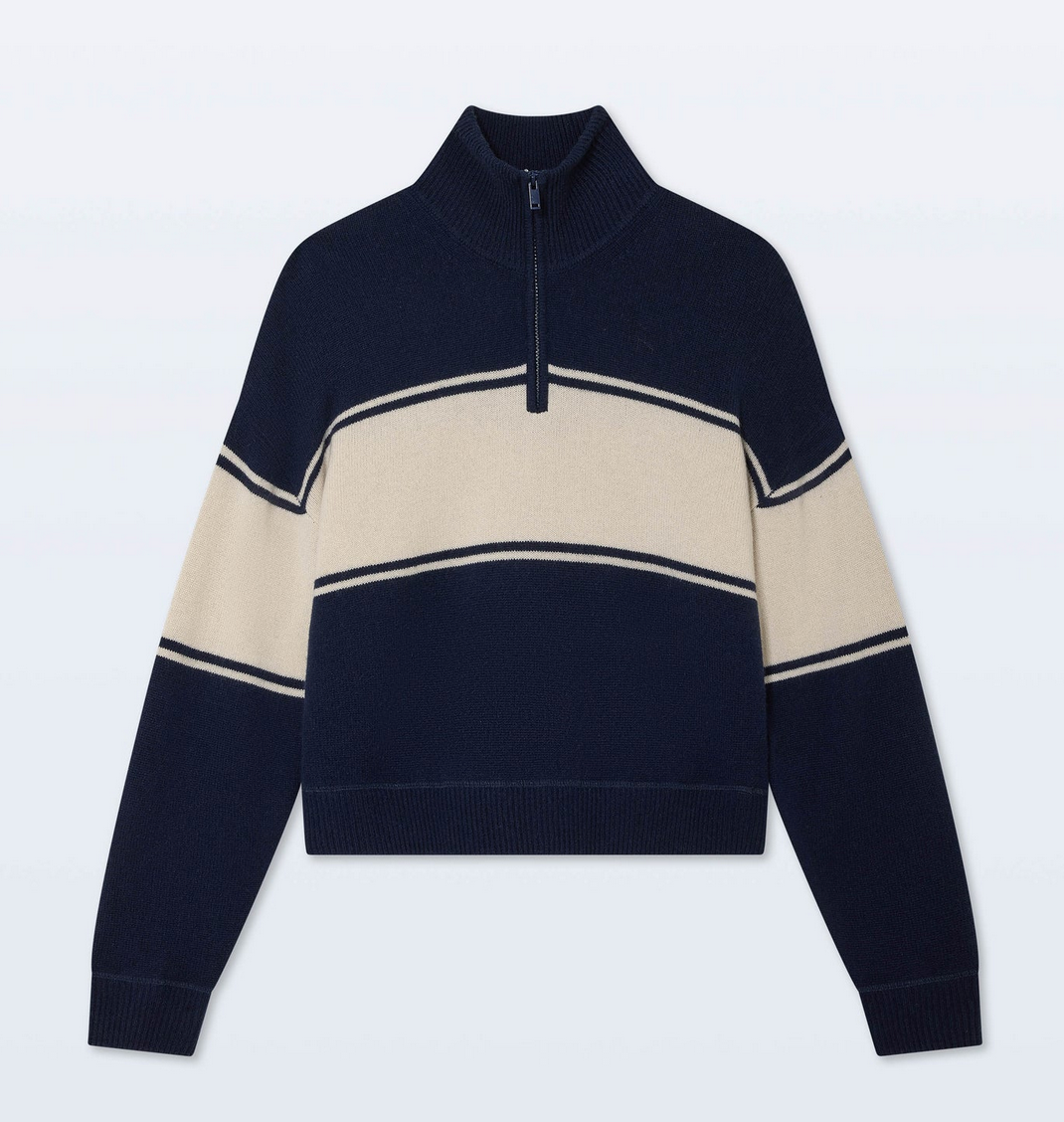 Cashmere Blend Quarter Zip-Sweaters-White & Warren-Navy-XS-Mercantile Portland