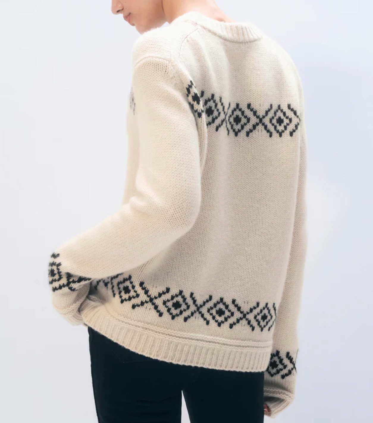 Cashmere Blend Ski Sweater-Sweaters-White & Warren-Ivory / Black-XS-Mercantile Portland