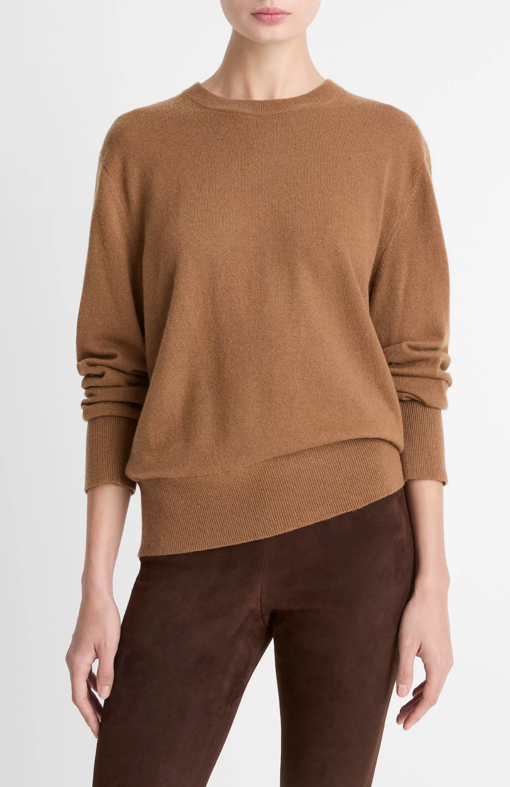 Cashmere Crew Neck Sweater-Sweaters-Vince-Cognac-XXS-Mercantile Portland