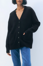 Cashmere Luxe Pocket Cardigan in Black-Sweaters-White & Warren-Black-XS-Mercantile Portland