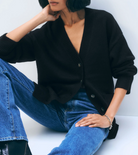 Cashmere Luxe Pocket Cardigan in Black-Sweaters-White & Warren-Black-XS-Mercantile Portland