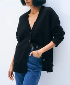 Cashmere Luxe Pocket Cardigan in Black-Sweaters-White & Warren-Black-XS-Mercantile Portland