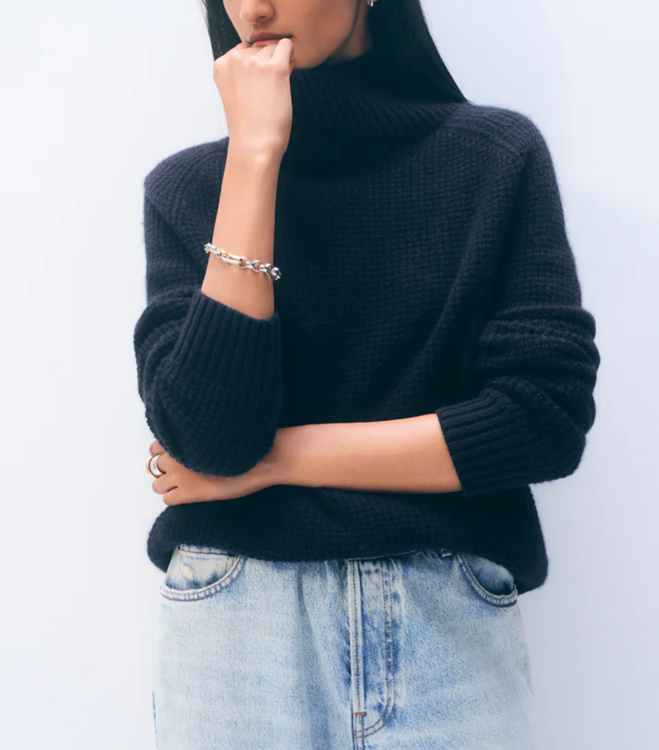 Cashmere Luxe Waffle Standneck-Sweaters-White & Warren-Chartreuse yellow-XS-Mercantile Portland