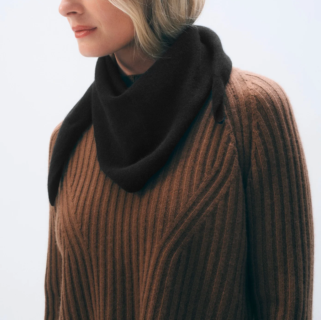 Cashmere Neckerchief in Black-Scarves and Wraps-White & Warren-Black-Mercantile Portland