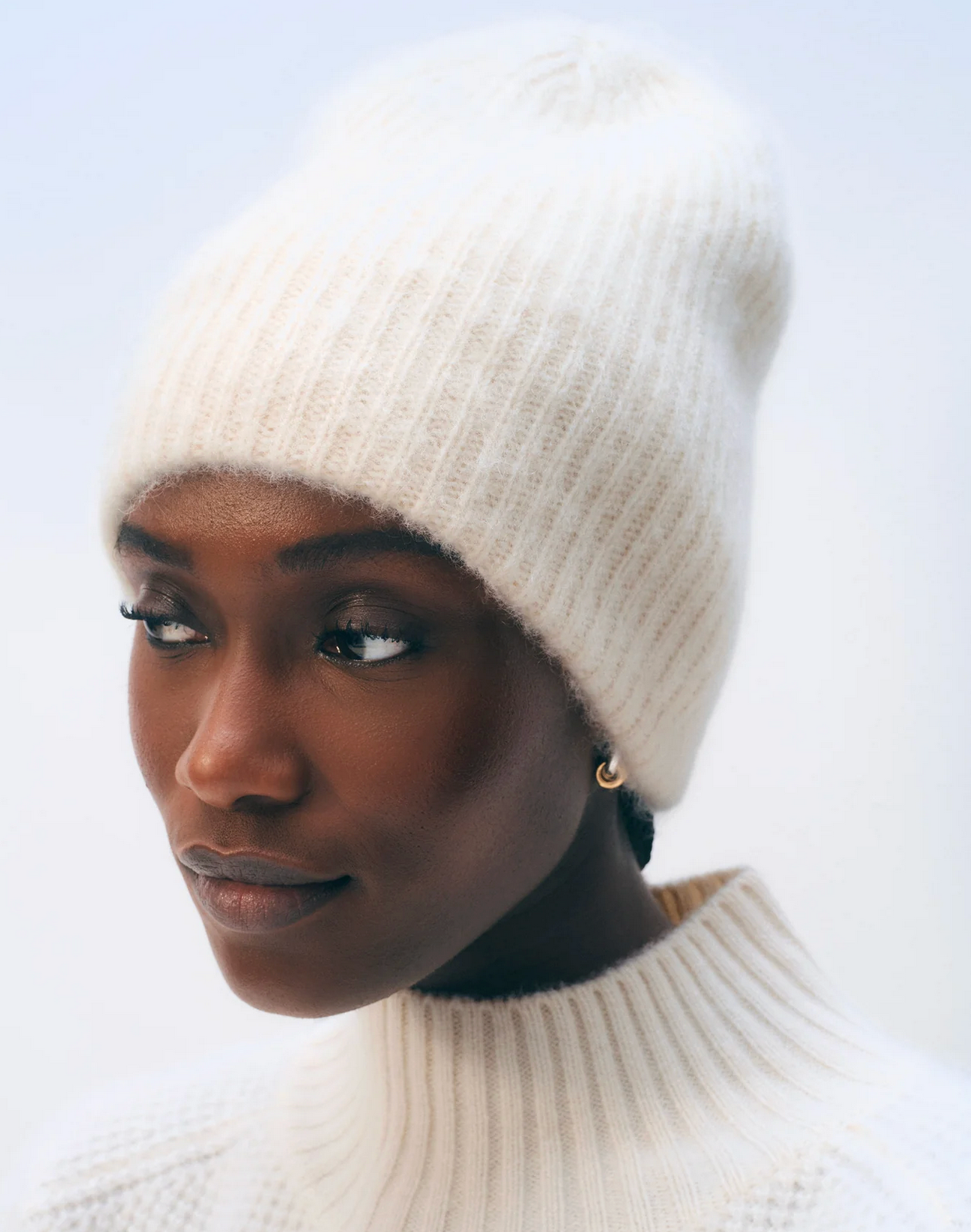 Cashmere Plush Rib Beanie-Hats-White + Warren-Soft White-OS-Mercantile Portland