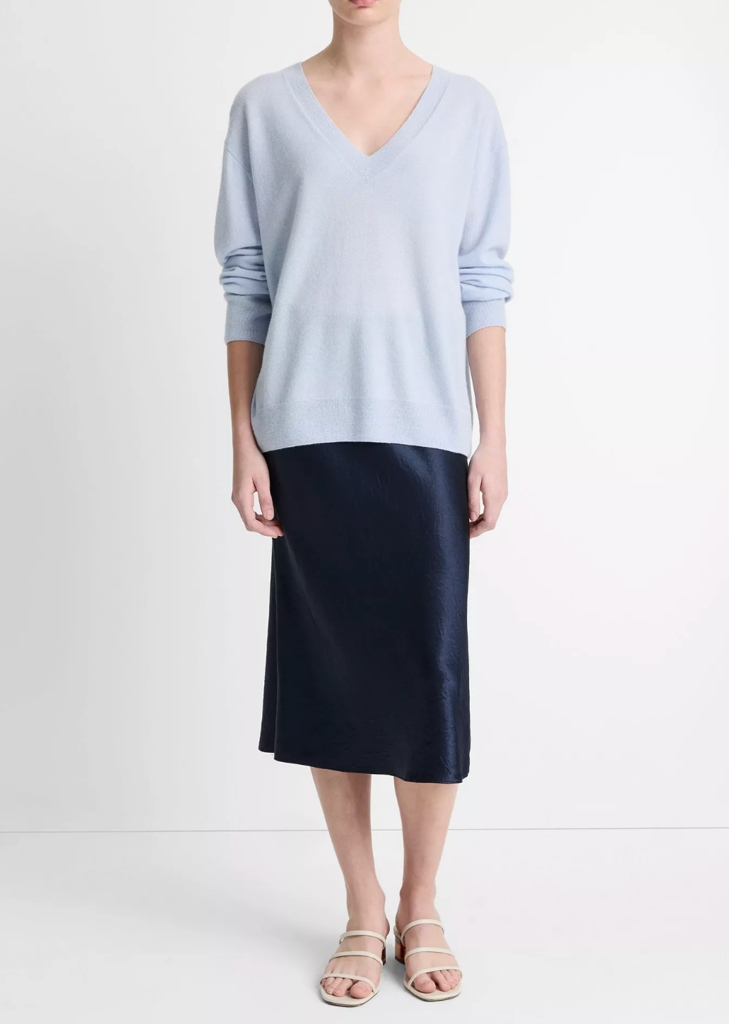 Cashmere-Silk Deep V-Neck Sweater-Sweaters-Vince-Dark Sky Mist-XXS-Mercantile Portland