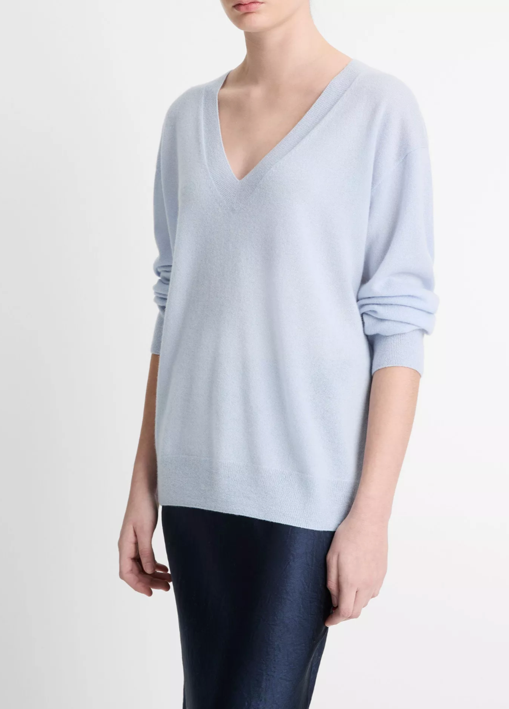Cashmere-Silk Deep V-Neck Sweater-Sweaters-Vince-Dark Sky Mist-XXS-Mercantile Portland
