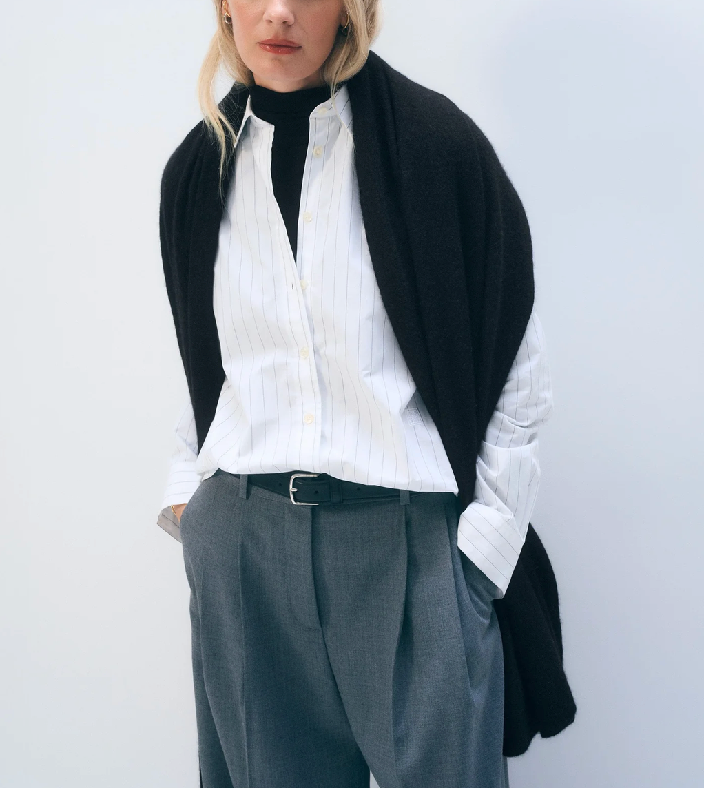 Cashmere Travel Wrap in Black-Scarves and Wraps-White & Warren-Black-Mercantile Portland