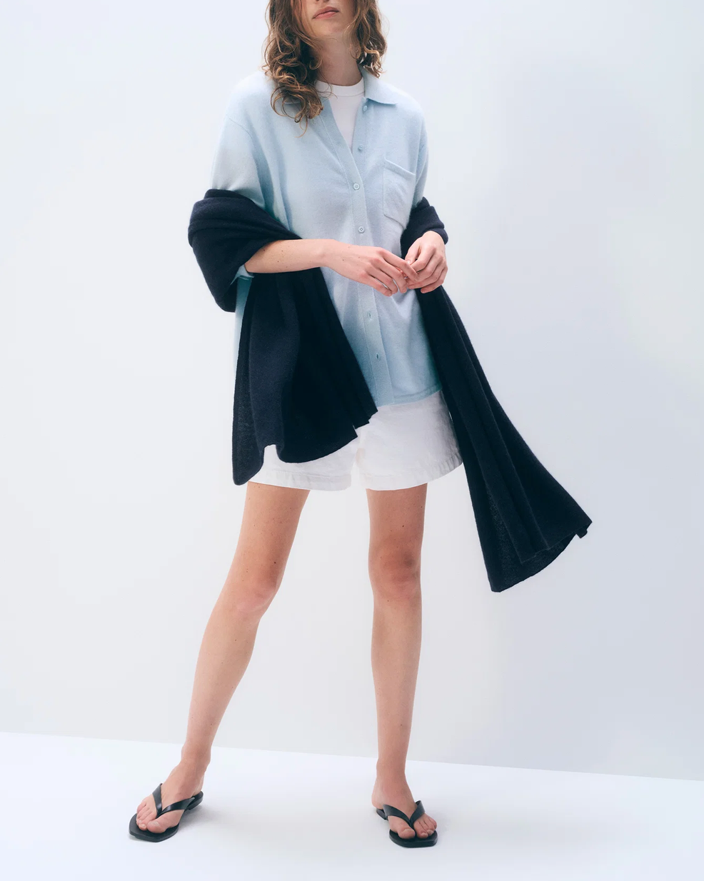 Cashmere Travel Wrap in Deep Navy-Scarves and Wraps-White & Warren-Deep Navy-Mercantile Portland