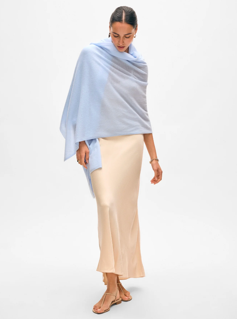 Cashmere Travel Wrap in Pale Blue Mist-Scarves and Wraps-White & Warren-Mercantile Portland