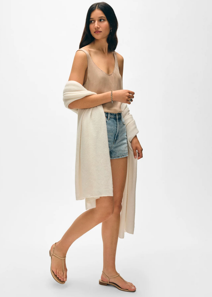 Cashmere Travel Wrap in Soft White-Scarves and Wraps-White & Warren-Soft White-Mercantile Portland