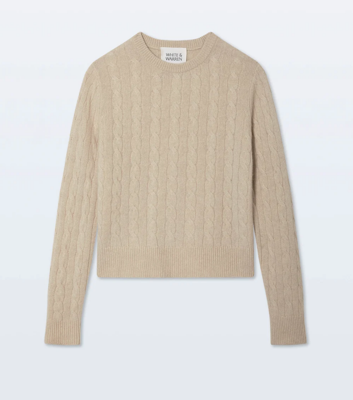 Cashmere Varsity Cable Crew-Sweaters-White & Warren-Natural Heather-XS-Mercantile Portland