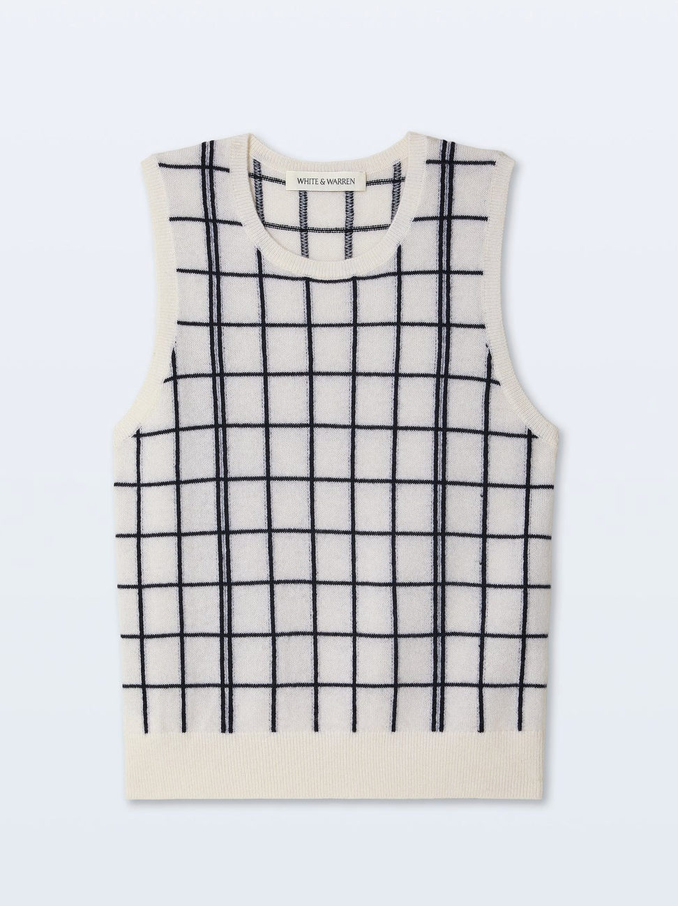 Cashmere Windowpane Vest-Sweaters-White & Warren-Soft White-XS-Mercantile Portland