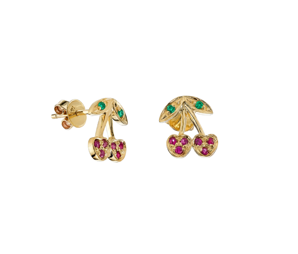 Cherry Stud Earrings-Jewelry-Sydney Evan-Yellow Gold-OS-Mercantile Portland