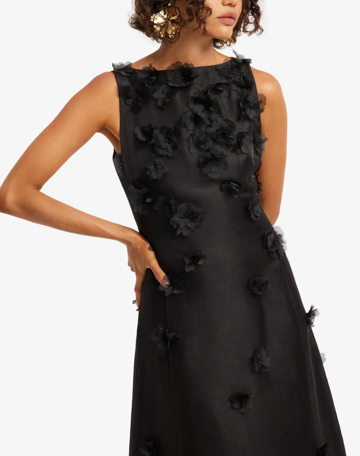 Cleo Petal Midi Dress-Dresses-LEO LIN-Ebony-4-Mercantile Portland