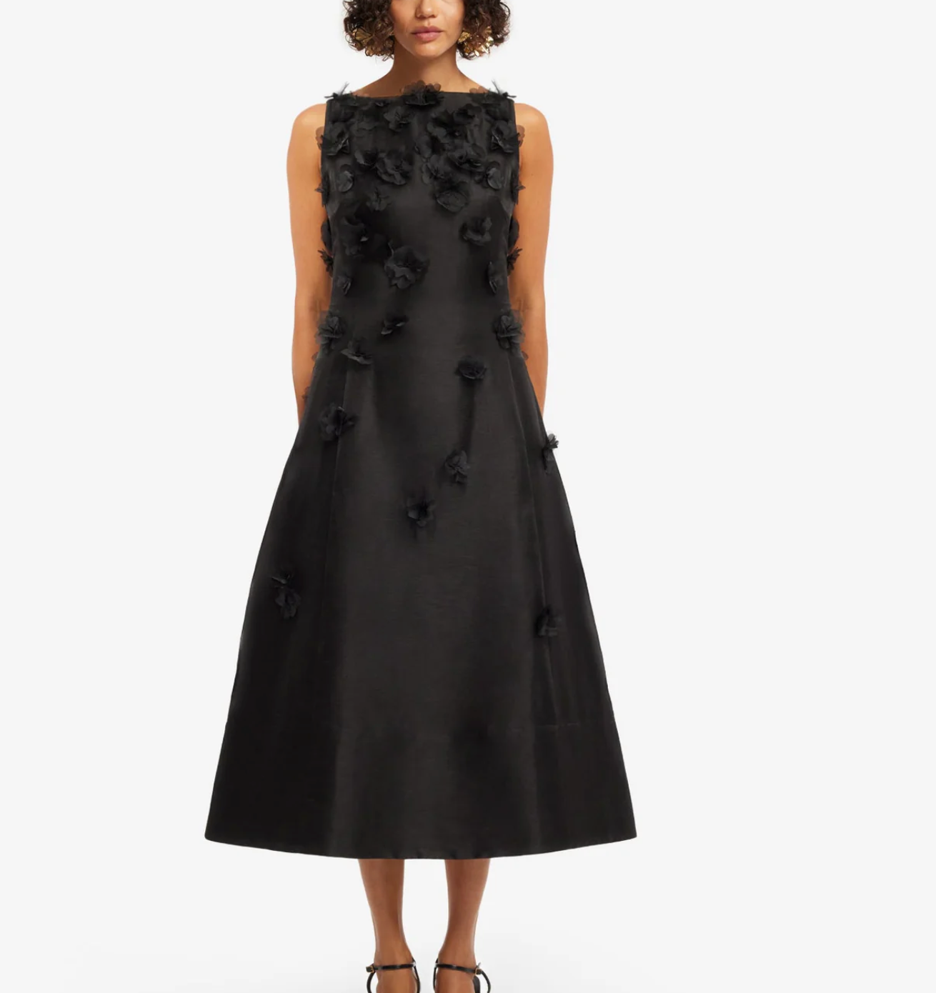 Cleo Petal Midi Dress-Dresses-LEO LIN-Ebony-4-Mercantile Portland