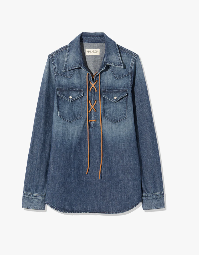 Collins Denim Shirt-Denim-Nili Lotan-Classic Wash-XS-Mercantile Portland