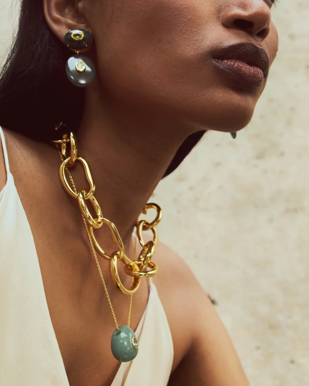 Constance Necklace in Green Aventurine-Jewelry-Lizzie Fortunato-Green-OS-Mercantile Portland