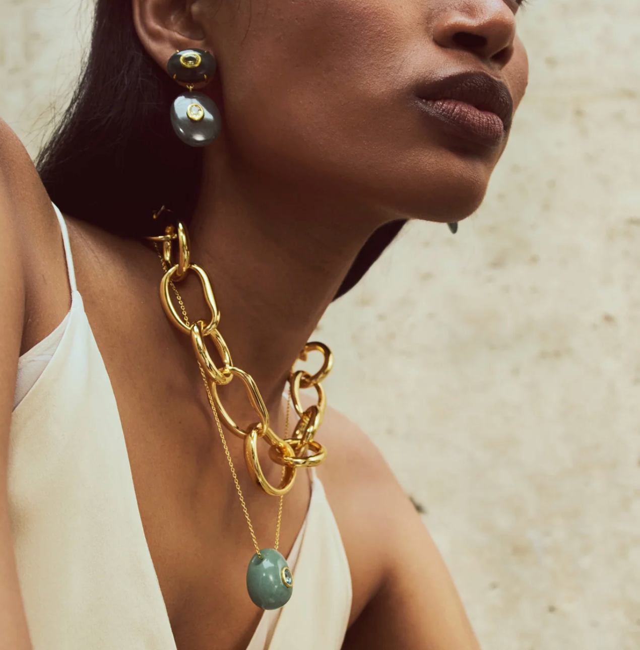 Constance Necklace in Green Aventurine-Jewelry-Lizzie Fortunato-Green-OS-Mercantile Portland