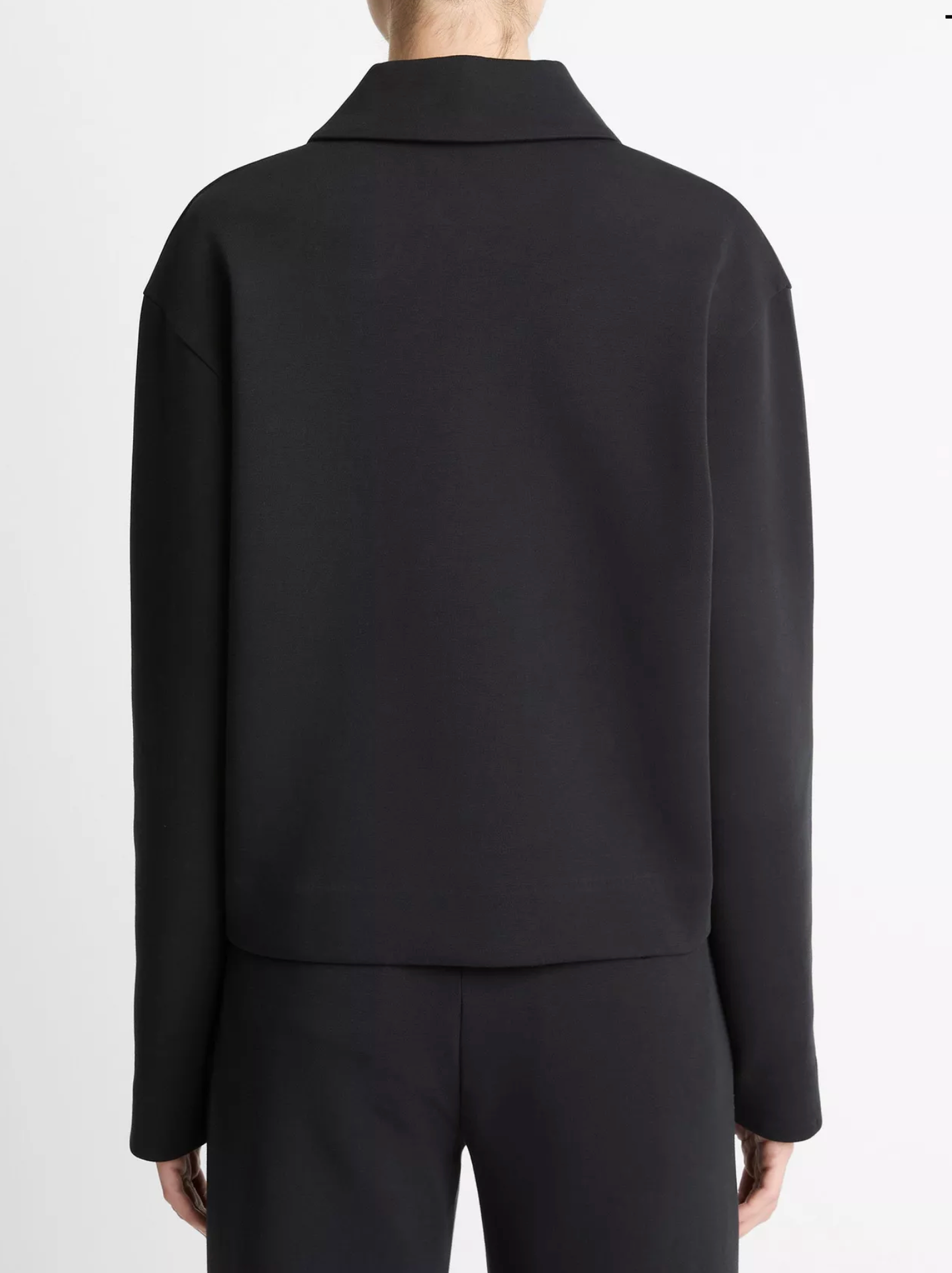 Cotton-Blend Half-Zip Pullover-Sweaters-Vince-Black-XXS-Mercantile Portland