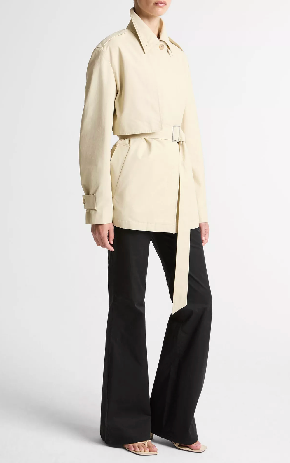 Cotton Blend Short Trench Coat-Jackets-Vince-Light Maiz-S-Mercantile Portland